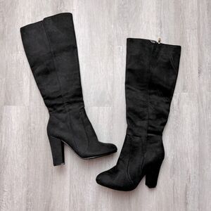 Black Suede Heeled Boots 37